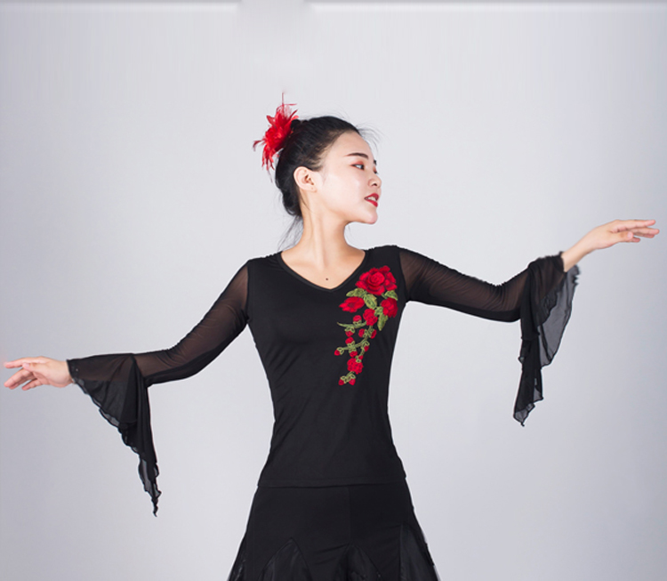 Jiayun dance clothing square dance clothing top new dance female social dance National standard dance Modern dance adult horn sleeve