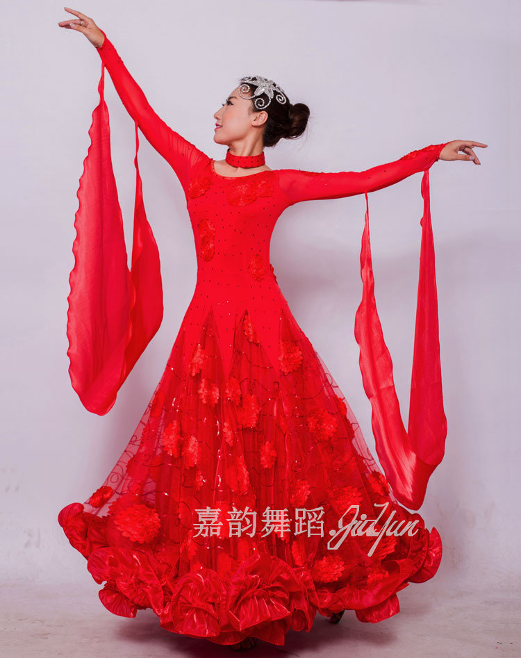 Jiayun Hyun Dance New National Standard Dance Costume Modern Dance Dress Embroidered Big Swing Ballroom Dance Dress Performance Costume