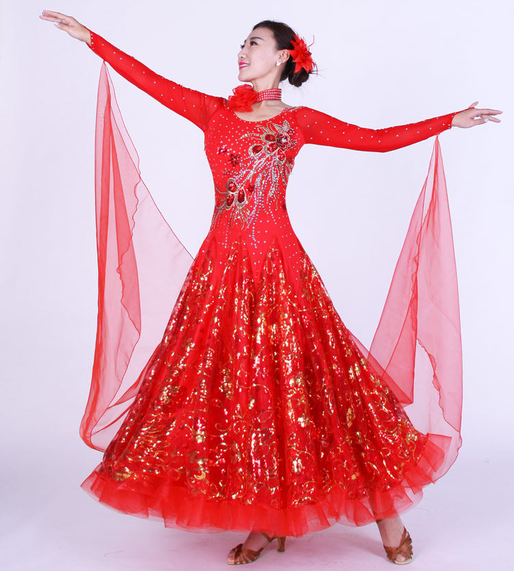 Jiayun's new Morden dance performance dress embroidered with flower swinging national standard ballroom dancing and dress dance competition acting out-Taobao