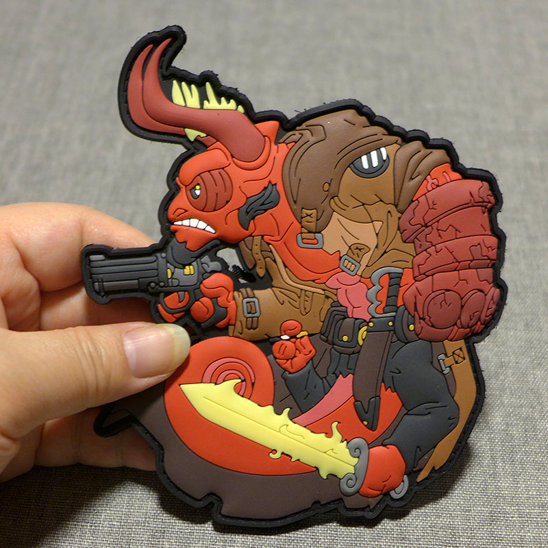 German big patch velcro armband PVC personalized three-dimensional badge outdoor badge Chameleon-Hellboy