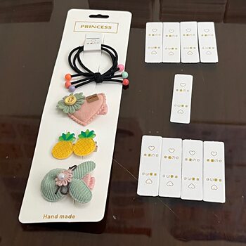 200 Gold-Stamped Heart Mini Folding Cards, Children's Hair Tie Tags, Hair Ring Cardstock, Baby Hair Accessory Set Cards