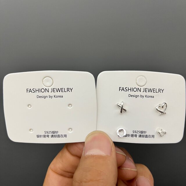 S925 Silver Needle Earrings Packaging Cardboard Silver Needles Are Easy to Bend Please Straighten Before Use Warning Earrings Earrings Card Tag
