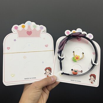 Colorful Crown Little Girl Hairband Hair Tie Set Packaging Card Hair Ring Children's Cartoon DIY Hair Accessories Card Paper