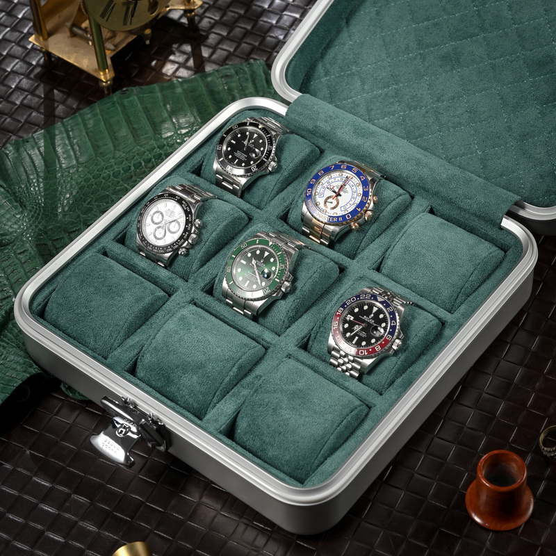 Watch Storage Suitcase, High-End All-Metal Lockable Watch Storage Box, Portable Watch Protection Aluminum-Magnesium Alloy Box