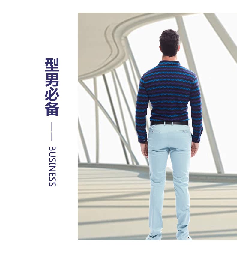Áo thun cổ lọ Vantage Kani cotton trung tính nam sọc dài tay 2018 mùa thu mới dài tay áo ve áo áo khoác polo