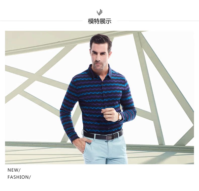 Áo thun cổ lọ Vantage Kani cotton trung tính nam sọc dài tay 2018 mùa thu mới dài tay áo ve áo áo khoác polo