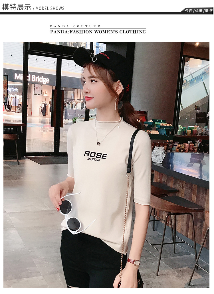 Áo sơ mi tay dài nửa cổ cao tay áo nữ 2018 thu đông 2018 mới buông xõa nửa áo len tay áo thun phần mỏng áo ghi lê len cho nữ
