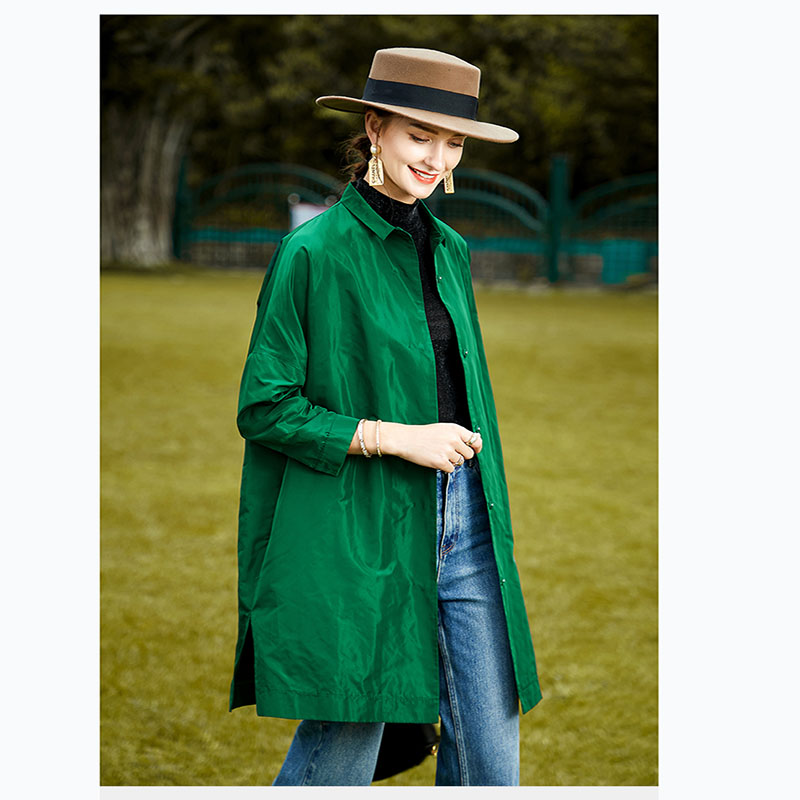 Casual windbreaker pattern women's autumn 2020 new loose medium-length version three-quarter sleeve all-match jacket cutting drawings