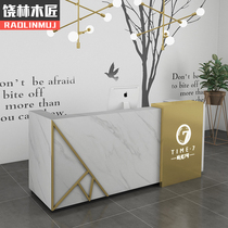 Cash register simple modern clothing store counter beauty salon imitation marble bar stainless steel hotel company front desk