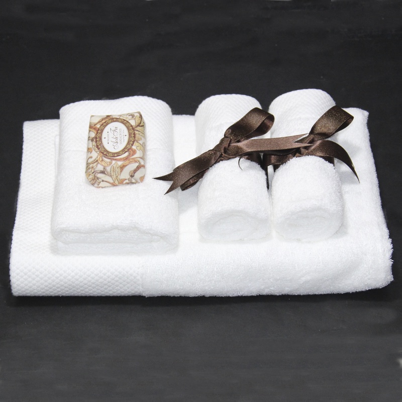 Exhibition Hall Small Square Towel Ribbon Bath Towel Tie Towel Pure White Model Room Bathroom Soft Decoration Bathroom Cabinet Bathtub Ornament