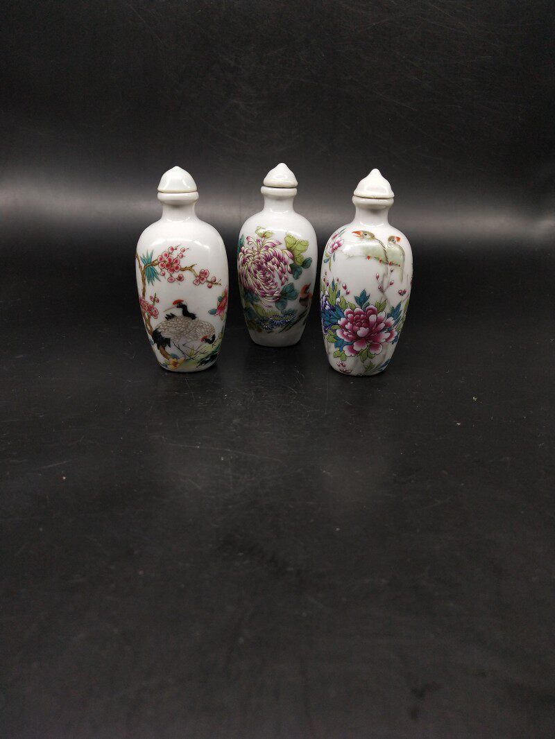 New pint antique ceramic snuff pot Antique Rack Swing half handmade pink Chrysanthemum Flowers Magpie Peony Plum Blossom props
