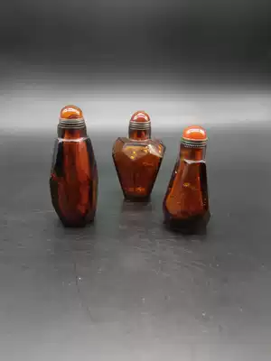 Imitation of the Republic of China antiques, old-age colored glaze, imitation Amber sprinkling gold practical snuff bottle collection ornaments gift props