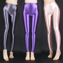 High Bounty Big Code 90% Small Leggings Pants Glossy Yoga Pants Silk Slip Bodysuit Pants Thin sexy tight fit cleft pants