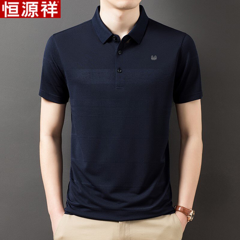 Hengyuan Xiang Sang Mulberry Silk T-shirt Male Ice Silk Half Sleeve Summer Trend Loose Blouse Real Silk Business Breathable Short Sleeve