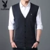 Playboy chính thức cửa hàng trung niên nam len len cổ chữ V áo len không tay áo len thương hiệu áo vest khoác nam Dệt kim Vest