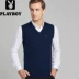 Playboy là thương hiệu quần len nam mùa thu và len cashmere cổ chữ V áo len vest vest trung niên Dệt kim Vest