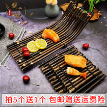 Sashimi Swing Tray Decorated with bamboo row Staggered Feet Bamboo Pantry Fence Hotel Grilled Meat Dishes Pint Tray Accessories Tea Cushion Cup Mat tea Tootto