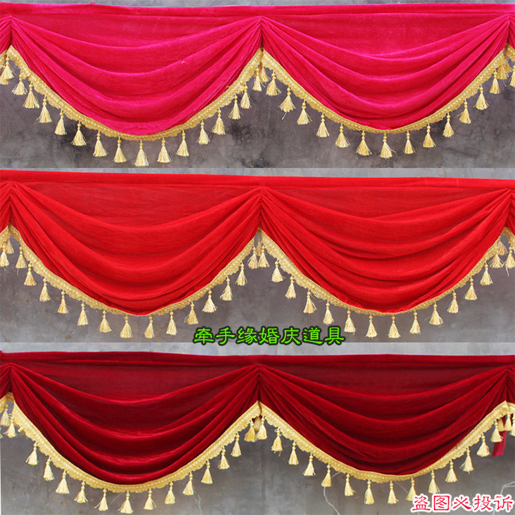 Wedding new gauze curtain head arrangement gold velvet velvet background cloth curtain head wedding scene decoration water curtain