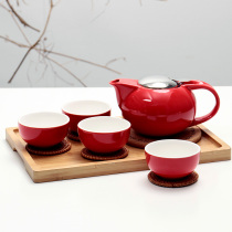 Teapot Ceramic one pot two cups Four cups set Large size hotel restaurant with filter Household tea office single pot