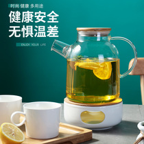 Glass cooking teapot Heat-resistant high temperature explosion-proof fruit flower tea Household teapot Cold water cup Candle heating tea set