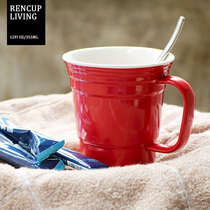 Export to the United States Ceramic office cup Red ceramic cup mug Coffee milk cup Wedding wedding couple cup