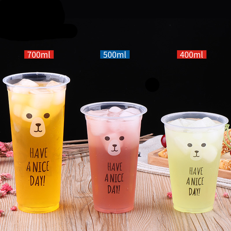 90 caliber disposable plastic cup pearl milk tea thickened high - through fruit tea cold drink takeaway commercial customization