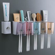 Toothbrush rack no hole mouthwash Cup brush Cup wall-mounted toilet wall-mounted storage box tooth cylinder set