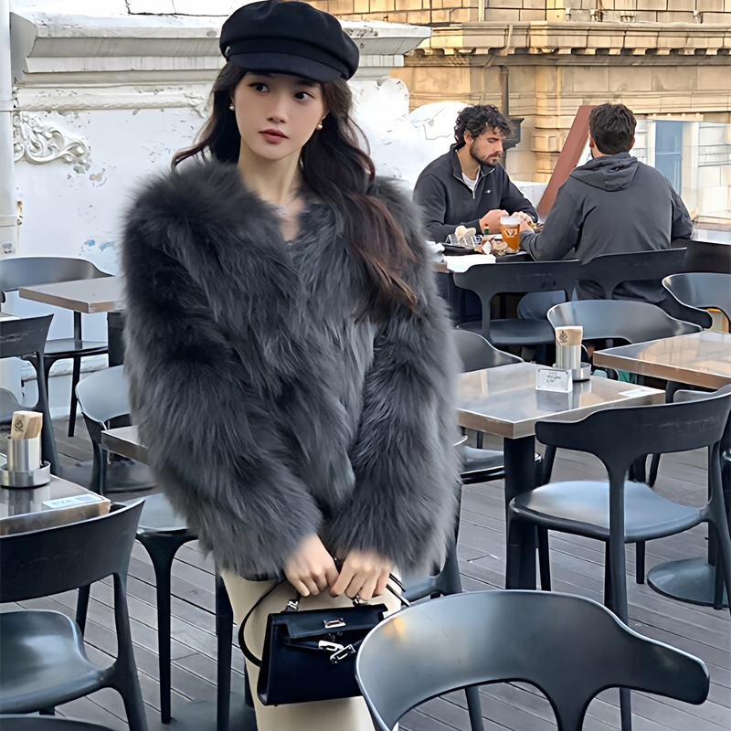 Eco-Friendly Fox Fur Coat for Women 2025 Winter New Style High-End Slimming Versatile Fur Coat