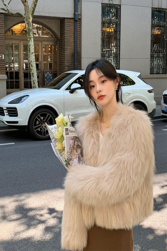 Women's Fur Coat 2025 Autumn and Winter New Style Fox Fur Short Eco-Friendly Faux Fur Coat Elegant Little Chanel Style