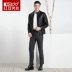 Áo khoác nam màu đỏ đậu nam Mùa xuân kinh doanh Casual Faux Leather Stand Cổ áo Khí chất nam tính Áo khoác nam 029S áo khoác nam trung niên Áo khoác