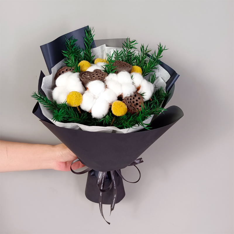 Dried Flowers Bouquet Natural Pine Nuts Cotton Ugali Mix Hitchhiking Bouquet Valentine's Day Teachers Festival Birthday Girlfriends Photo-Taobao
