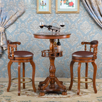 American bar chair solid wood high stool modern simple bar chair rotating bar chair European bar chair bar