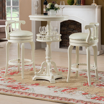 European style solid wood bar table American carved bar table home round bar European wine table chair solid wood bar stool table and chair