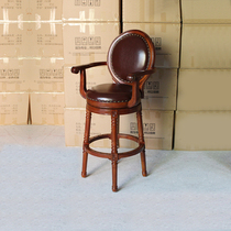 American bar chair bar chair solid wood bar stool European bar chair retro simple high foot back chair rotating high stool