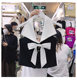 Bow tie ສີ contrasting ການອອກແບບຄໍ halter