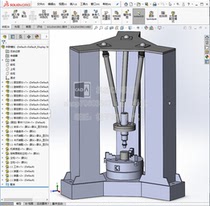 The overall structure design of the three-bar parallel machine tool test bench includes CAD drawing SW 3D and description Simulation Animation