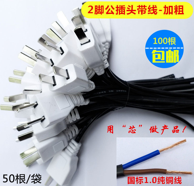 Monitoring power plug 1 square male plug with wire 220v power extension cable female plug with wire 2-pin male plug