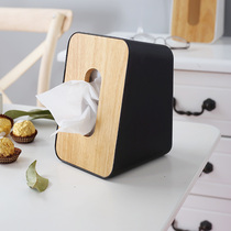 Vertical space-saving simple Nordic style wooden tissue box living room coffee table napkin creative household paper drawer box 7