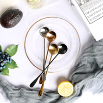 Alloy stainless steel spoon 304 Korean style long handle table spoon thickened long bibimbap spoon