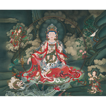 Portrait of Shuiyue Guanyin Bodhisattva 90x110cm Thangka Buddha Religious calligraphy and painting Rice paper printing painting core not mounted