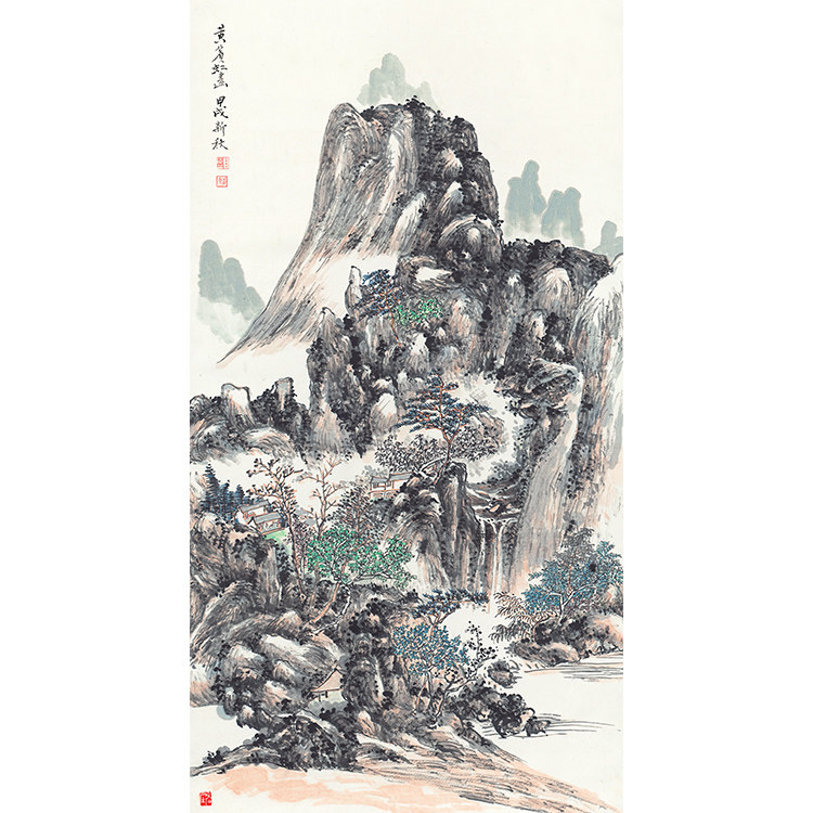 Huang Binhong landscape painting 70x132cm Four feet Chinese painting art micro-jet rice paper printing calligraphy and painting custom