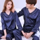Bộ đồ ngủ bằng lụa tơ tằm màu lụa mùa xuân và mùa thu dài tay nam nữ kéo sợi lụa Bộ đồ ngủ Hàn Quốc phù hợp với dịch vụ gia đình đồ pijama nam