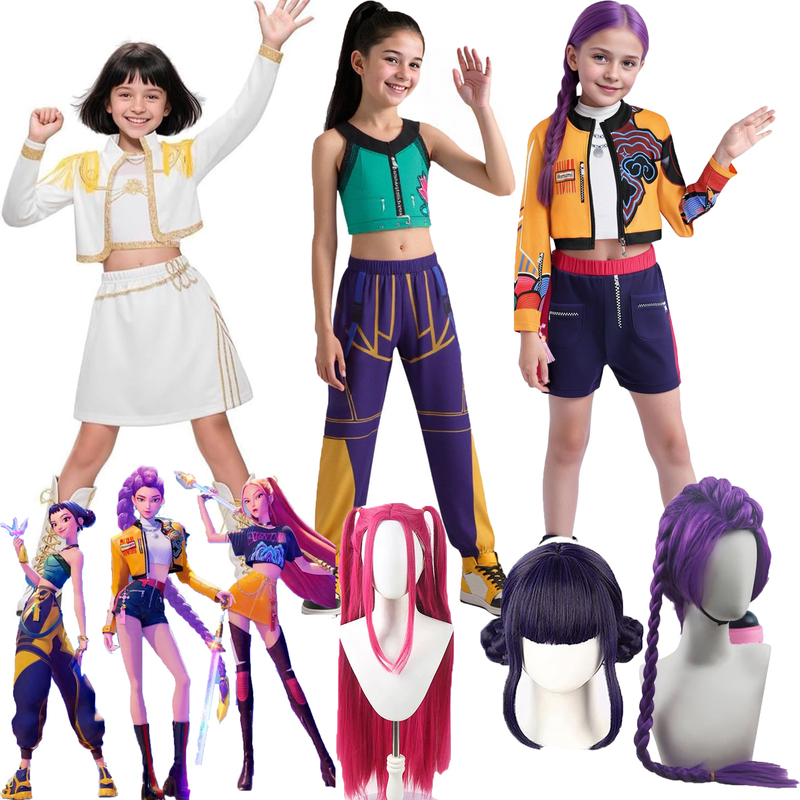 K-Pop Huntress Girl Group Cosplay Costume Rumi Zoe Mila Black Gold Stage Outfit Anime Set Children's Performance Costume