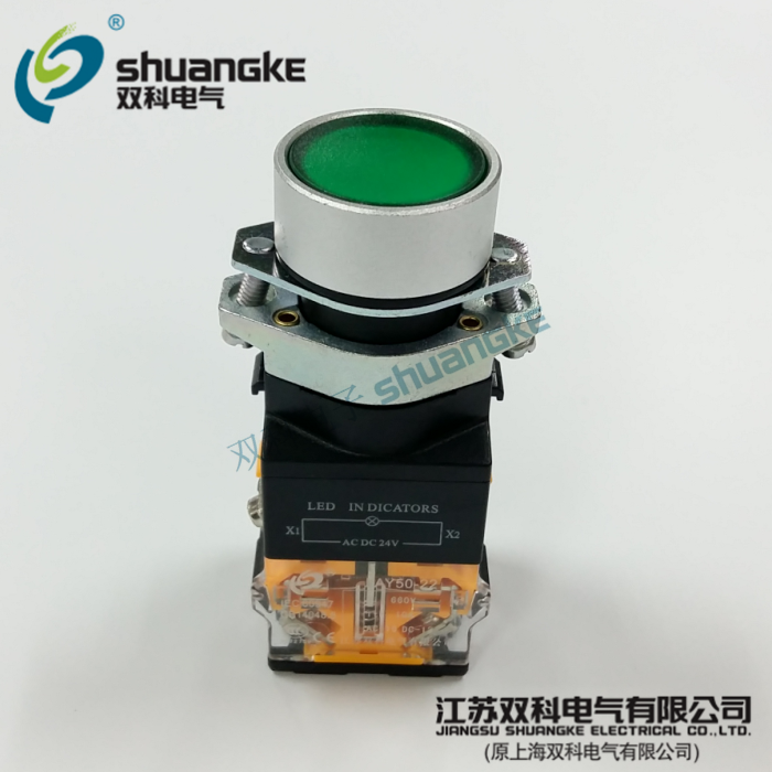 Jiangsu Shuangke Electric LAY50-22AX1-11D jog flat button with light self-recovery aperture 22mm button switch