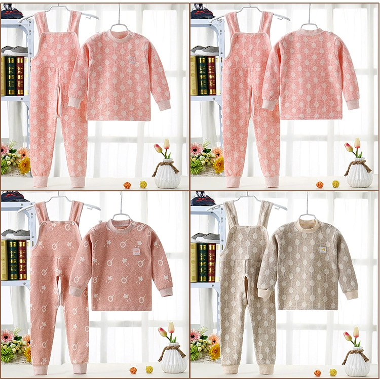 18 bộ yếm cotton chải kỹ mới được thiết lập cho cửa hàng quần áo trẻ em chải kỹ mùa thu quần dài bộ đồ ngủ trẻ em