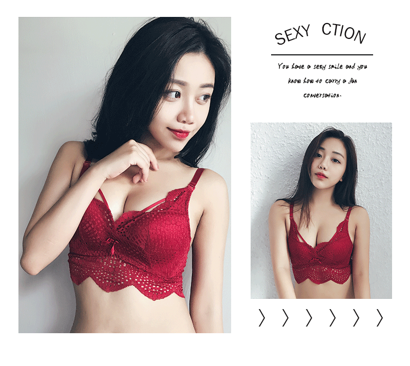 Anna mật ong sâu V gợi cảm đồ lót màu đỏ nữ không vòng thép ngực nhỏ tập hợp điều chỉnh loại nhận núm vú áo ngực áo lót nữ mút dầy