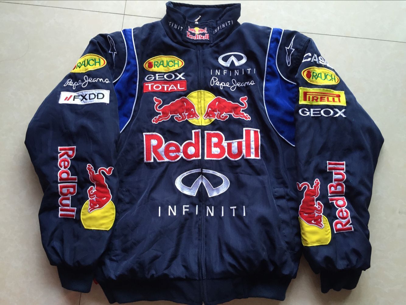 F1 racing suit retro style Academy style coat cotton suit A192 royal blue cotton suit spot full embroidery