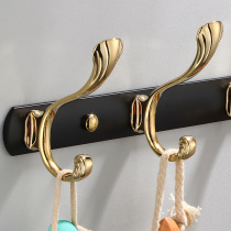 Black gold hanging hook free hole towel clothes coat hook After entering the door wardrobe coat hook row of hooks Light luxury