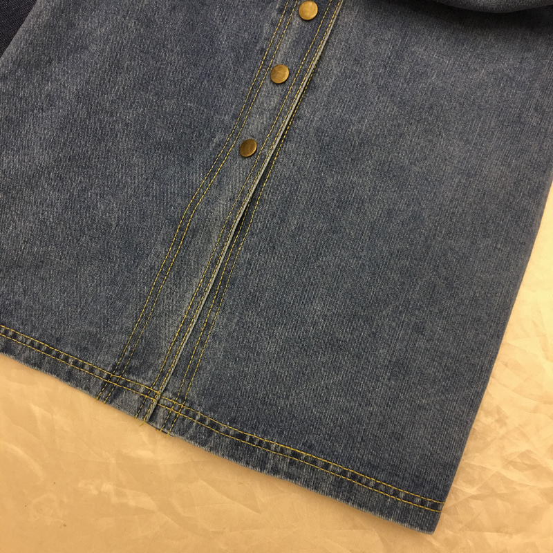 2018 mùa xuân và mùa hè mới Han Fan lão hóa retro đơn ngực dress nữ mùa xuân eo cao là mỏng denim dây đeo váy 	váy hạ eo đuôi cá	