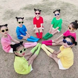 Детская однотонная хлопковая футболка для школьников для раннего возраста, семейный стиль